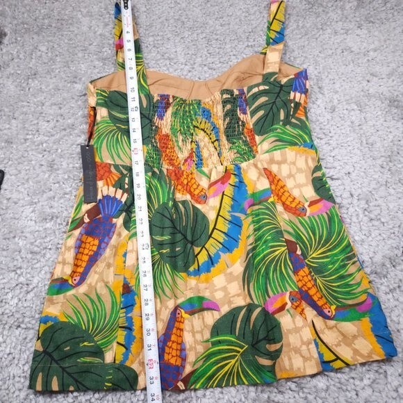 House of Harlow 1960 Linen Blend Toucan Tropical Mini Dress NWT Women's Size XL - Picture 7 of 14
